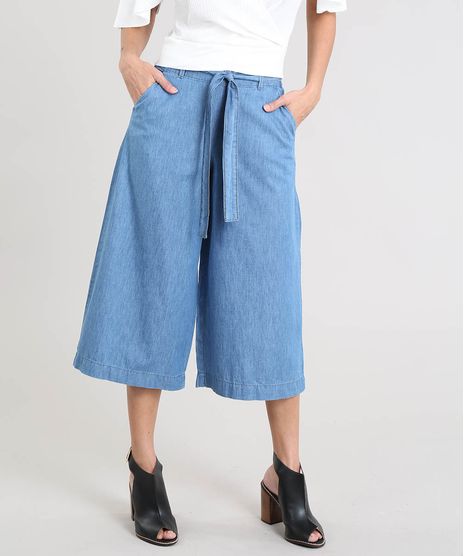 Calca-Pantacourt-Jeans-Feminina-com-Faixa-para-Amarrar--Azul-Medio-9527395-Azul_Medio_1