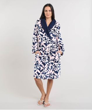 Roupao-Feminino-em-Plush-Estampado-de-Folhagem-Manga-Longa-Azul-Marinho-9371917-Azul_Marinho_1