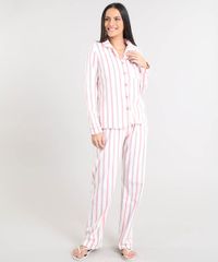 Pijama-de-Inverno-Feminino-Listrado-em-Fleece-Manga-Longa-Off-White-9371445-Off_White_1