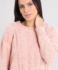Sueter-Feminino-em-Trico-de-Chenille-Rose-9362256-Rose_4
