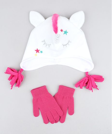 Kit-de-Gorro-Unicornio-em-Fleece---Luvas-em-Trico-Branco-9358411-Branco_1