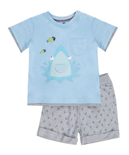 Conjunto-de-Camiseta-Azul-Claro---Bermuda-Cinza-Mescla-8447533-Cinza_Mescla_1