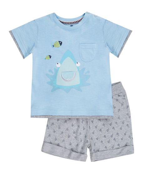 Conjunto-de-Camiseta-Azul-Claro---Bermuda-Cinza-Mescla-8447533-Cinza_Mescla_1