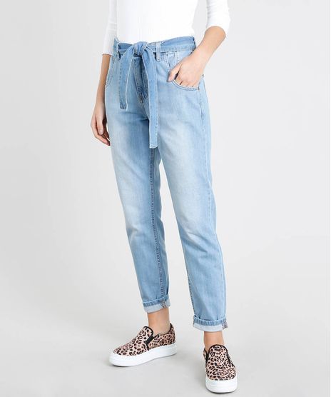 Calca-Jeans-Feminina-Mom-Clochard-com-Faixa-para-Amarrar-Azul-Claro-9463411-Azul_Claro_1