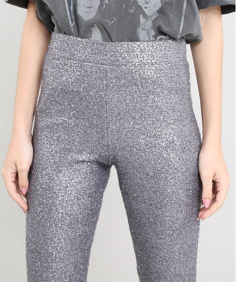 calça flare de lurex