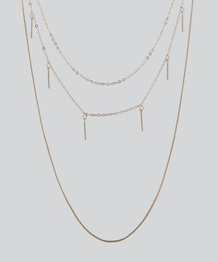 Colar Feminino Triplo com Pingentes Dourado - Único Menor preço em Colar Feminino Triplo com Pingentes Dourado - Único