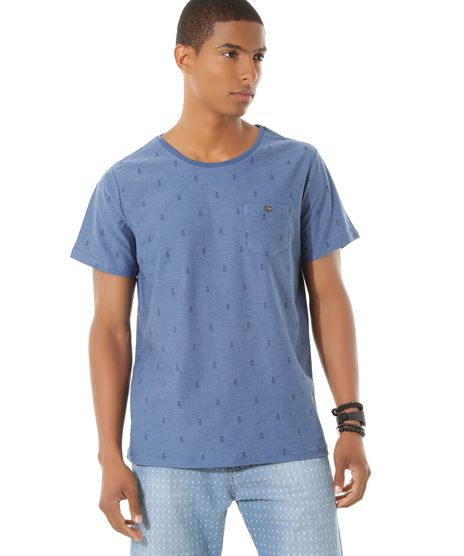 Camiseta-Estampada-de-Abacaxis-Azul-8438520-Azul_1