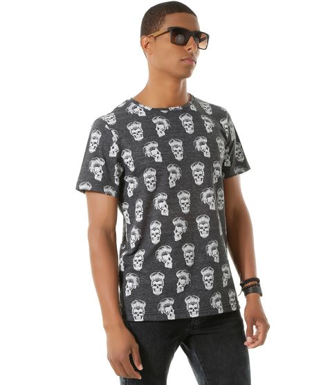Camiseta-Estampada-de-Caveiras-Cinza-Mescla-Escuro-8450063-Cinza_Mescla_Escuro_1