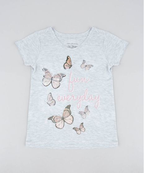 Blusa-Infantil-Borboletas-com-Paetes-Manga-Curta-Decote-Redondo-Cinza-Mescla-9504284-Cinza_Mescla_1