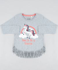 Blusa-Infantil-Unicornio-com-Franja-Manga-Longa-Decote-Redondo-Cinza-Mescla-9442901-Cinza_Mescla_1