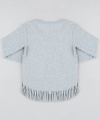 Blusa-Infantil-Unicornio-com-Franja-Manga-Longa-Decote-Redondo-Cinza-Mescla-9442901-Cinza_Mescla_2