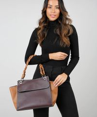 Bolsa-Feminina-Grande-Bicolor-com-Alca-Torcida--Vinho-9359471-Vinho_2