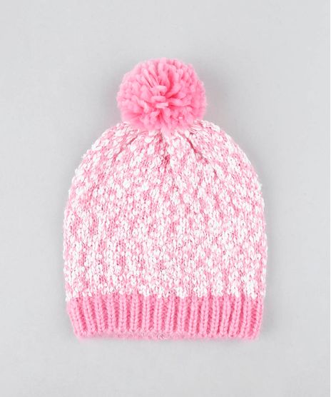 Gorro-Infantil-em-Trico-com-Pompom-Rosa-9360940-Rosa_1