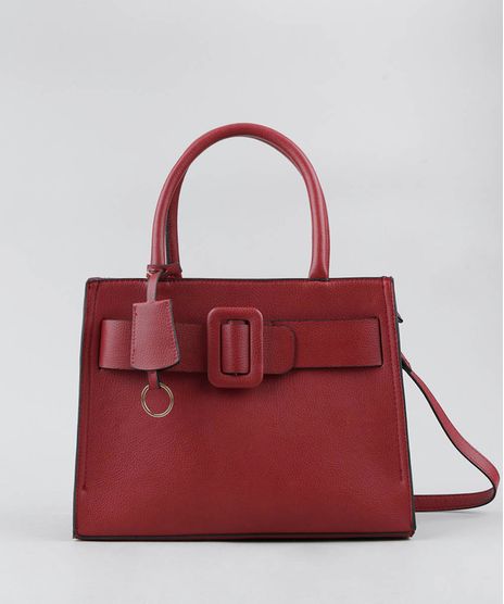 Bolsa-Feminina-Tote-Media-com-Fivela-e-Alca-Transversal-Removivel-Vinho-9381299-Vinho_1