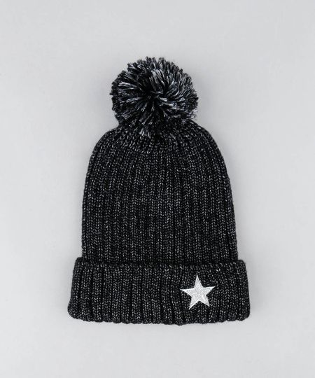 Gorro-Infantil-em-Trico-com-Pompom-e-Brilho-Preto-9360941-Preto_1 Gorro-Infantil-em-Trico-com-Pompom-e-Brilho-Preto-9360941-Preto_1