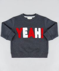 Blusao-Infantil--Yeah---em-Moletom-Gola-Careca-Cinza-Mescla-Escuro-9370138-Cinza_Mescla_Escuro_1