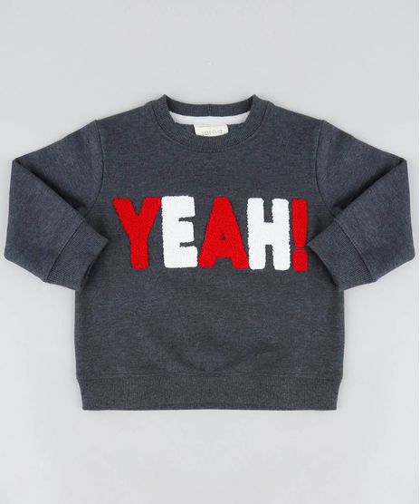 Blusao-Infantil--Yeah---em-Moletom-Gola-Careca-Cinza-Mescla-Escuro-9370138-Cinza_Mescla_Escuro_1