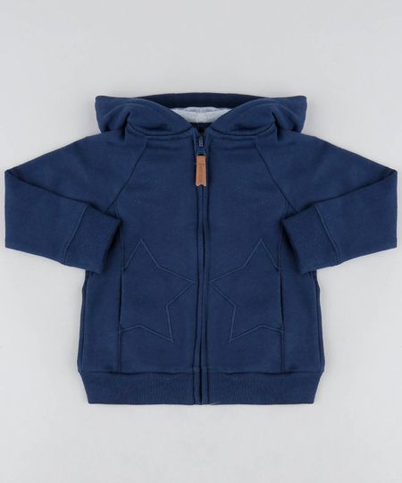 Blusão Infantil com Bordado e Capuz em Moletom Azul Marinho é boa?