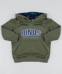 Blusao-Infantil--Dinos--com-Capuz-em-Moletom-Verde-Militar-9482770-Verde_Militar_1