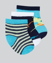 Kit-de-3-Meias-Infantis-Estampadas-Dinossauros-Multicor-9481932-Multicor_1