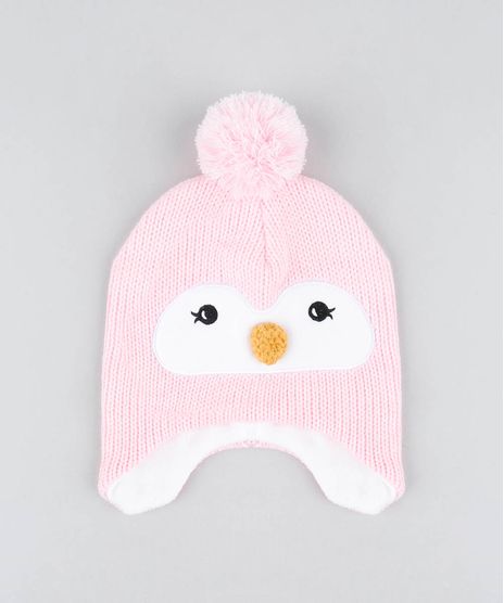 Gorro-Infantil-Pinguim-com-Pompom-Rosa-9360936-Rosa_1