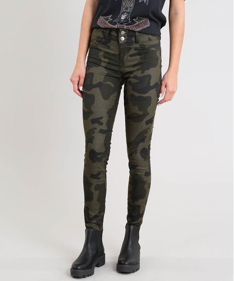 Calca-de-Sarja-Feminina-Super-Skinny-Pull-Up-Estampada-Camuflada-Verde-Militar-9475937-Verde_Militar_1