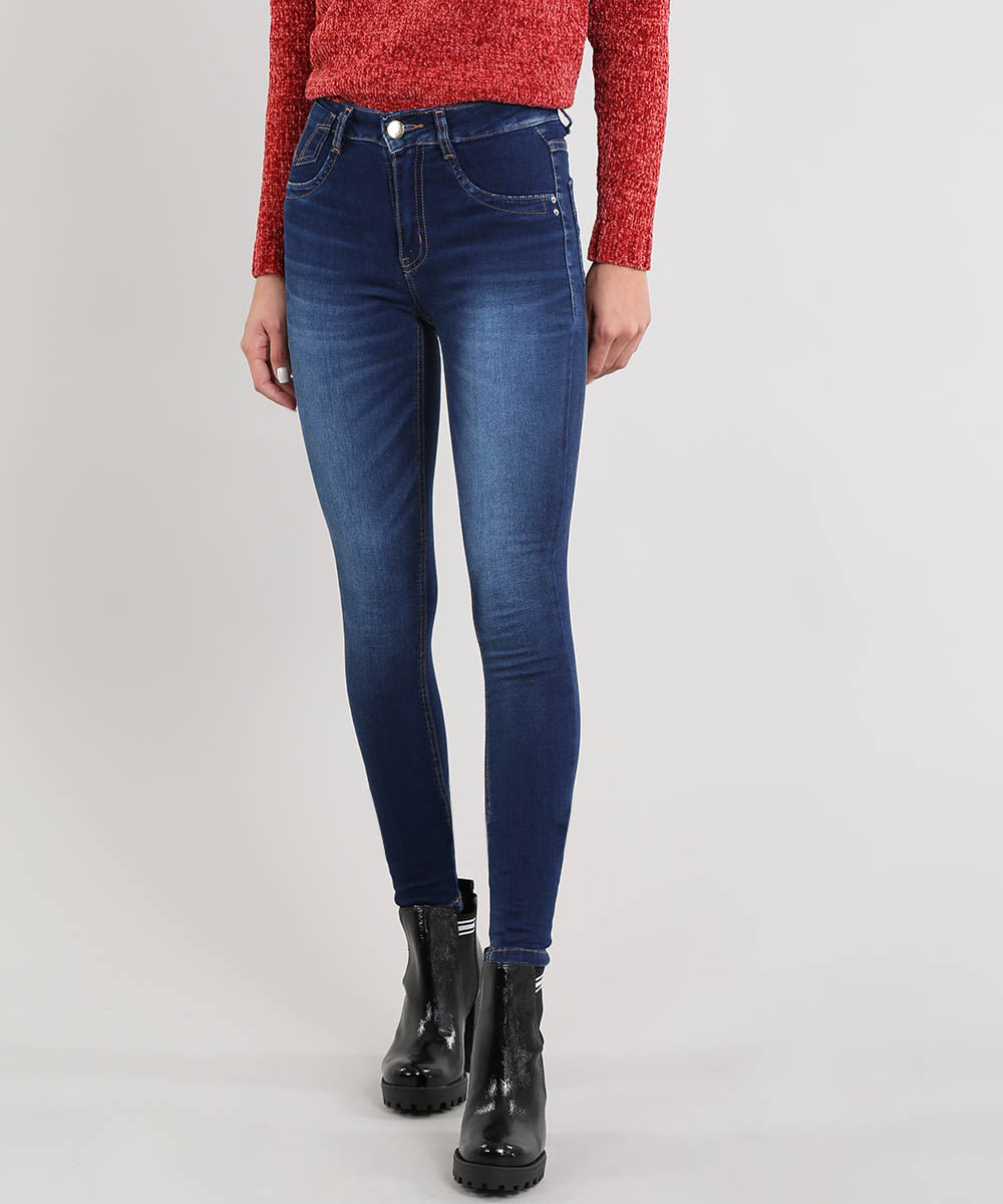 calça jeans feminina cintura alta sawary