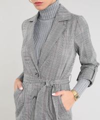 Casaco-Trench-Coat-Feminino-Longo-Estampado-Xadrez-com-Faixa-para-Amarrar-Cinza-Mescla-9361807-Cinza_Mescla_4