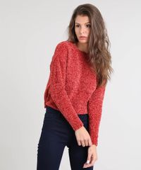 Sueter-Feminino-em-Trico-de-Chenille-Manga-Longa-Vermelho-9361443-Vermelho_1