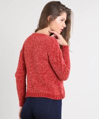 Sueter-Feminino-em-Trico-de-Chenille-Manga-Longa-Vermelho-9361443-Vermelho_2