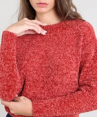 Sueter-Feminino-em-Trico-de-Chenille-Manga-Longa-Vermelho-9361443-Vermelho_4