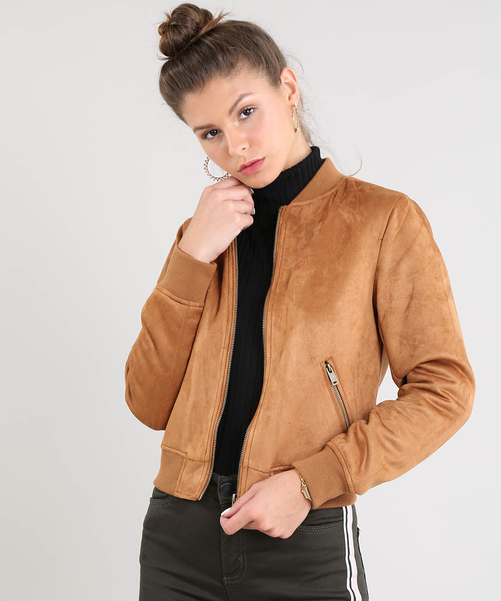 jaqueta bomber suede