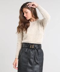 Sueter-Feminino-em-Trico-de-Chenille-Manga-Longa-Kaki-9361443-Kaki_1