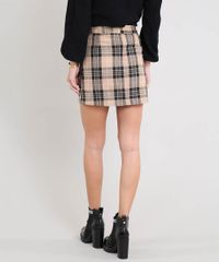Saia-Feminina-Curta-Estampada-Xadrez-com-Bolso-Utilitario-Kaki-9365223-Kaki_2