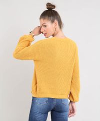 Sueter-Feminino-em-Trico-Decote-V-Mostarda-9359534-Mostarda_2