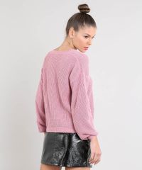 Sueter-Feminino-em-Trico-Decote-V-Rose-9359534-Rose_2