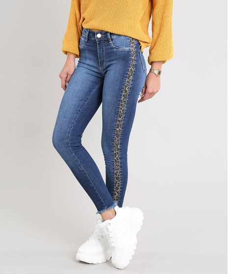 Calca-Jeans-Feminina-Sawary-Cigarrete-com-Faixa-Lateral-Animal-Print-Azul-Escuro-9509352-Azul_Escuro_1