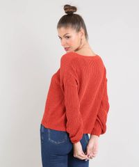 Sueter-Feminino-em-Trico-Decote-V-Laranja-Escuro-9359534-Laranja_Escuro_2