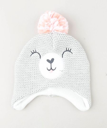 Gorro-Infantil-Ursinha-com-Pompom-em-Trico-Cinza-9360938-Cinza_1
