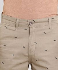 Bermuda-de-Sarja-Masculina-Slim-Estampada-de-Tubarao-Kaki-9464485-Kaki_2