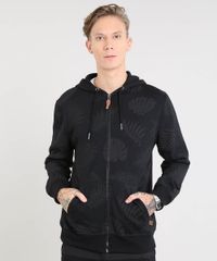 Blusao-Masculino-Estampado-de-Folhagem-com-Capuz-e-Bolso-Preto-9349326-Preto_1