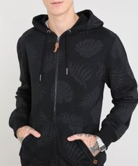 Blusao-Masculino-Estampado-de-Folhagem-com-Capuz-e-Bolso-Preto-9349326-Preto_4