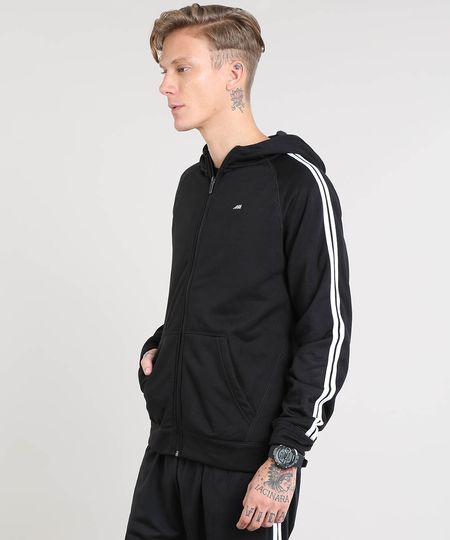 Blusão Masculino Esportivo Ace em Moletom com Capuz e Faixas Laterais Preto é boa?