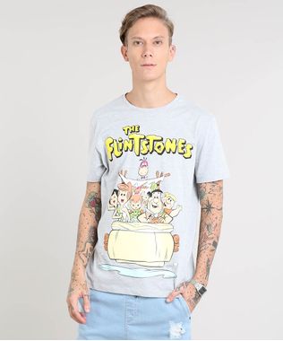 Camiseta-Masculina-Os-Flintstones-Manga-Curta-Gola-Careca-Cinza-Mescla-9419291-Cinza_Mescla_1