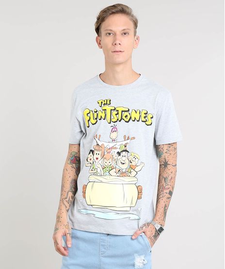 Camiseta-Masculina-Os-Flintstones-Manga-Curta-Gola-Careca-Cinza-Mescla-9419291-Cinza_Mescla_1