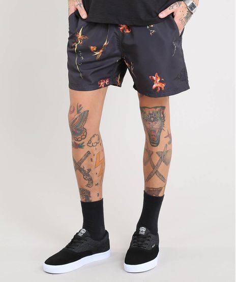 Short-Masculino-Estampado-Floral-com-Bolsos-Preto-9456391-Preto_1