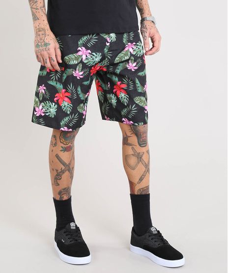 Bermuda-Surf-Masculina-Estampada-Floral-Preta-9443798-Preto_1
