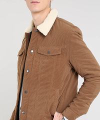 Jaqueta-Masculina-Acolchoada-Canelada-com-Pelo--Caramelo-9362542-Caramelo_4