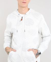 Blusao-Masculino-Estampado-de-Folhagem-com-Capuz-e-Bolso-Cinza-Mescla-Claro-9349326-Cinza_Mescla_Claro_4