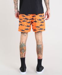 Short-Masculino-Estampado-de-Tubarao-com-Bolsos-Laranja-9456393-Laranja_4